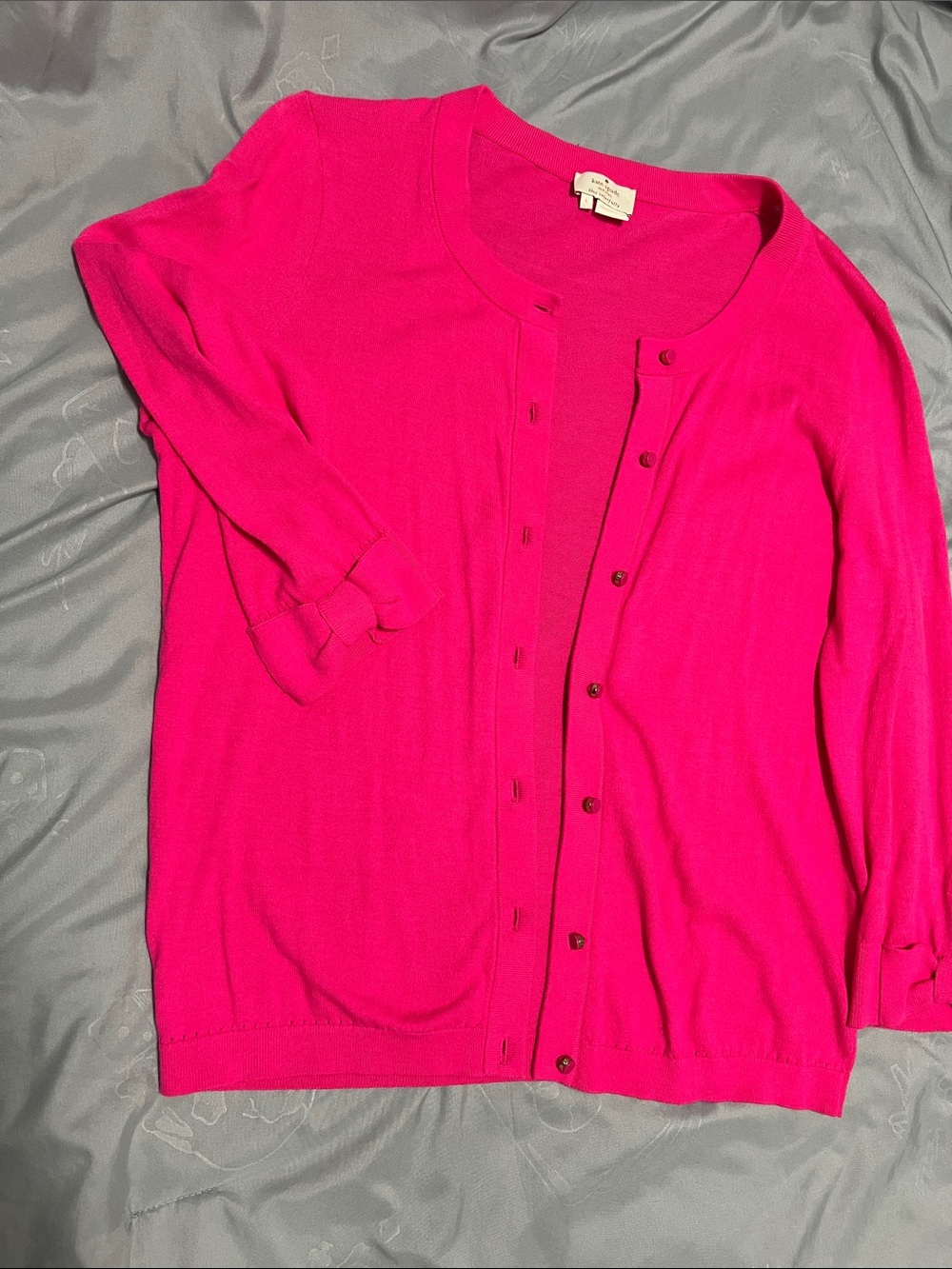 kate spade Hot Pink Button-Front Crew Neck Cardigan